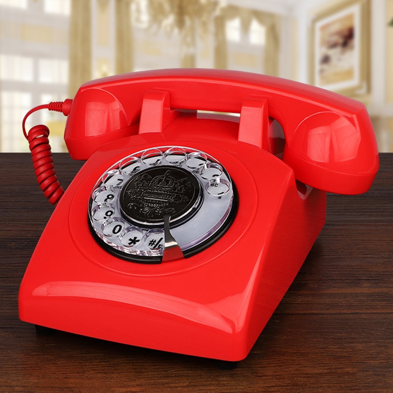 13582-gdczz7 Teléfonos rojos, teléfono con cable, Dial giratorio clásico, teléfonos de oficina en casa, teléfono antiguo Vintage de los años 1930