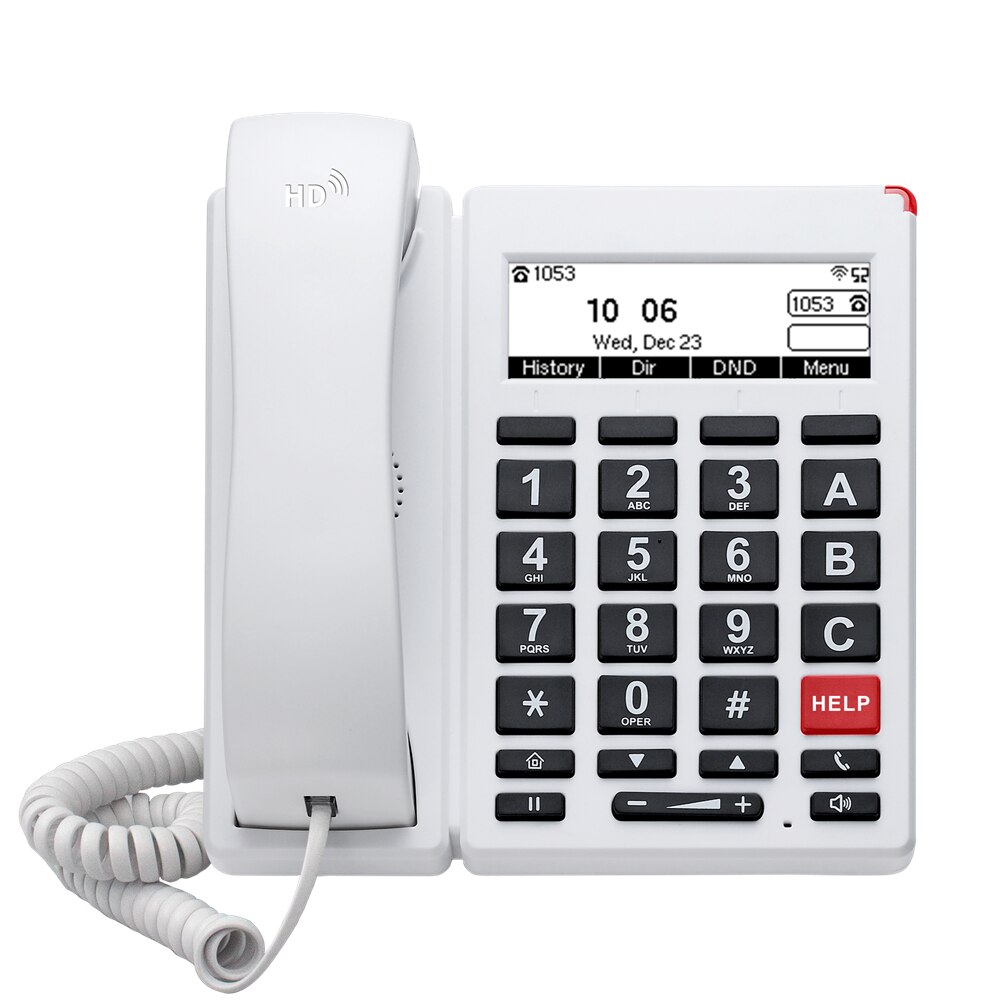 13844-yrctq5 FlyingVoice-teléfono IP de 2 líneas con pantalla de 3,5 pulgadas, dispositivo con botón grande diseñado para personas mayores, compatible con conexión de red cableada e inalámbrica, FIP12WP