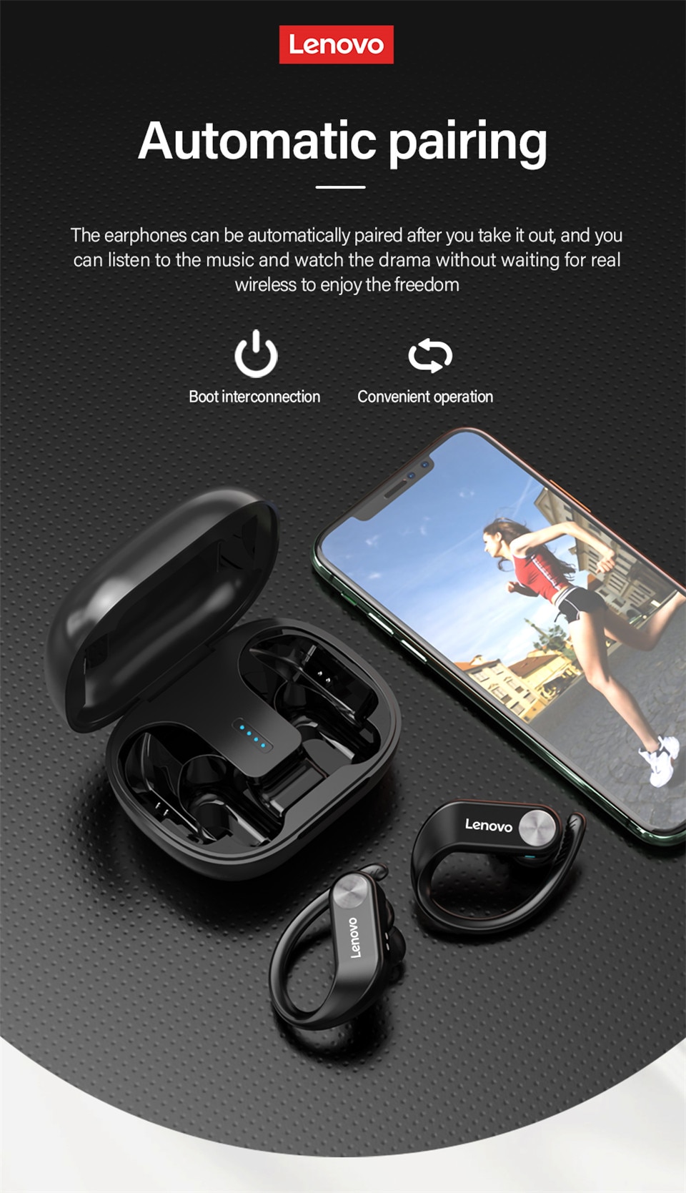 13880-kyk2og Lenovo-auriculares inalámbricos LP7 para jugadores, cascos por encima de la oreja con micrófono para PC, Android e IOS, teléfono móvil