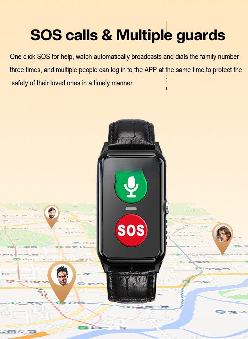 13893-2pvuex Reloj inteligente para ancianos, dispositivo resistente al agua IP67, con GPS, WiFi, Monitor de frecuencia cardíaca y presión arterial, llamada SOS, largo Modo de espera, para teléfono, 2023