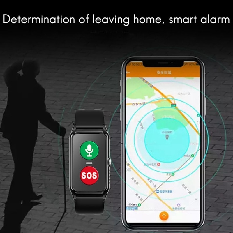 13893-gsvtjp Reloj inteligente para ancianos, dispositivo resistente al agua IP67, con GPS, WiFi, Monitor de frecuencia cardíaca y presión arterial, llamada SOS, largo Modo de espera, para teléfono, 2023