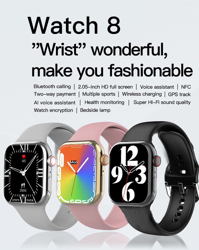 13896-t8vx1a Reloj inteligente i8 Pro Max para hombre y mujer, Smartwatch deportivo con llamadas, Bluetooth, personalizado, Serie 8, Apple Watch