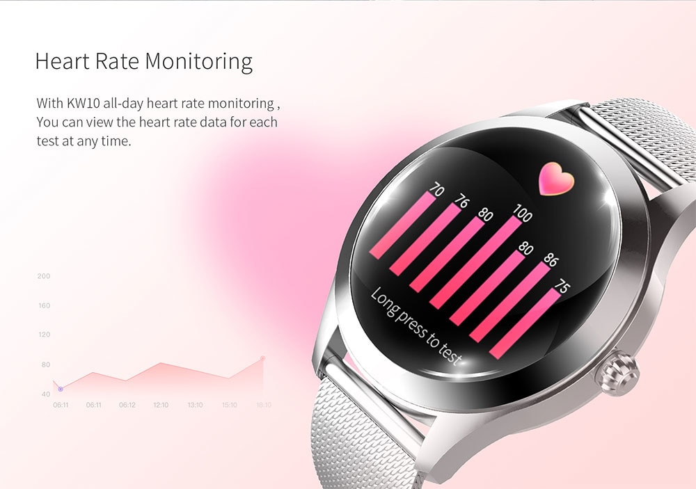 13927-fqorx6 Reloj inteligente resistente al agua IP68 para mujer, pulsera bonita con control del ritmo cardíaco y del sueño, para IOS, Android, KW10, Banda Dorada a la moda
