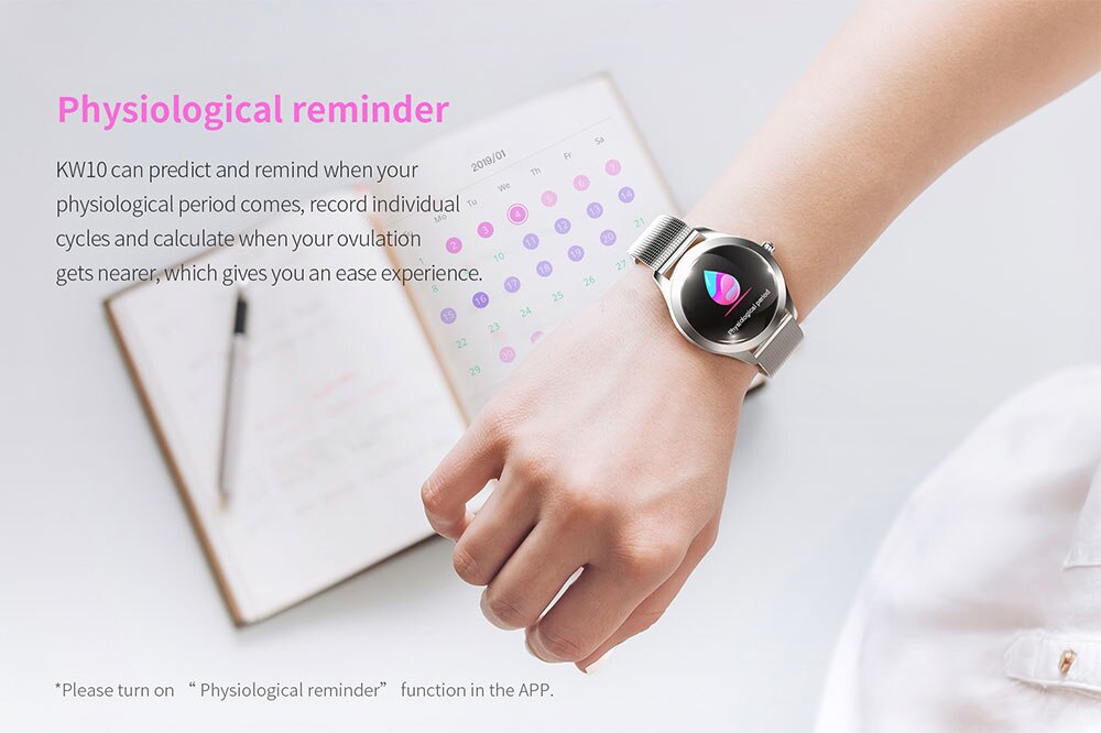 13927-qnitsf Reloj inteligente resistente al agua IP68 para mujer, pulsera bonita con control del ritmo cardíaco y del sueño, para IOS, Android, KW10, Banda Dorada a la moda