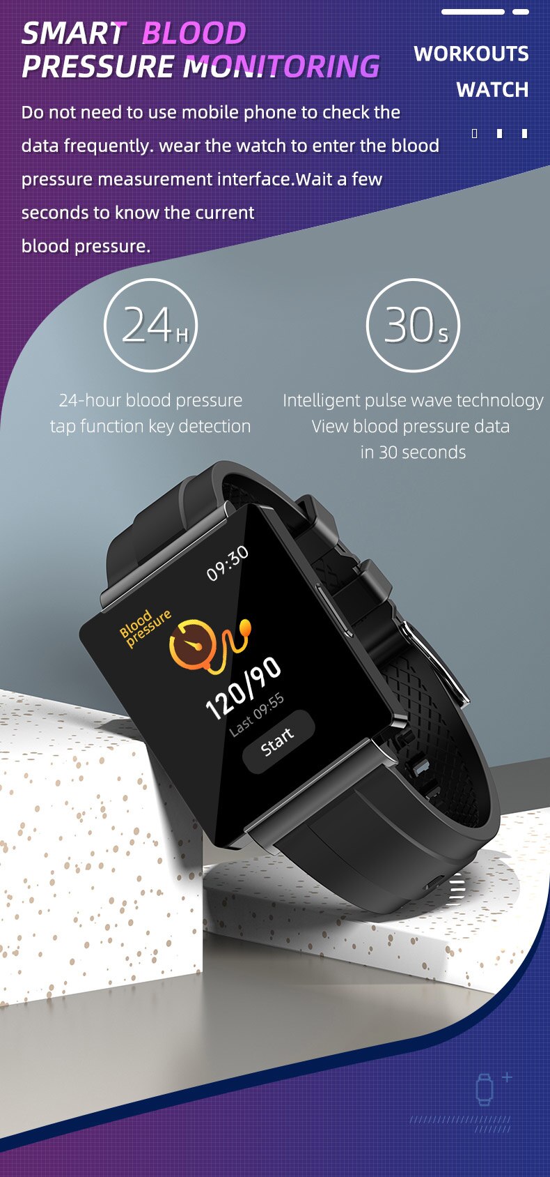 13957-z4gkaz KS01-reloj inteligente para medir la glucosa en sangre, pulsera con control del ritmo cardíaco y de la temperatura corporal, resistente al agua, gran oferta