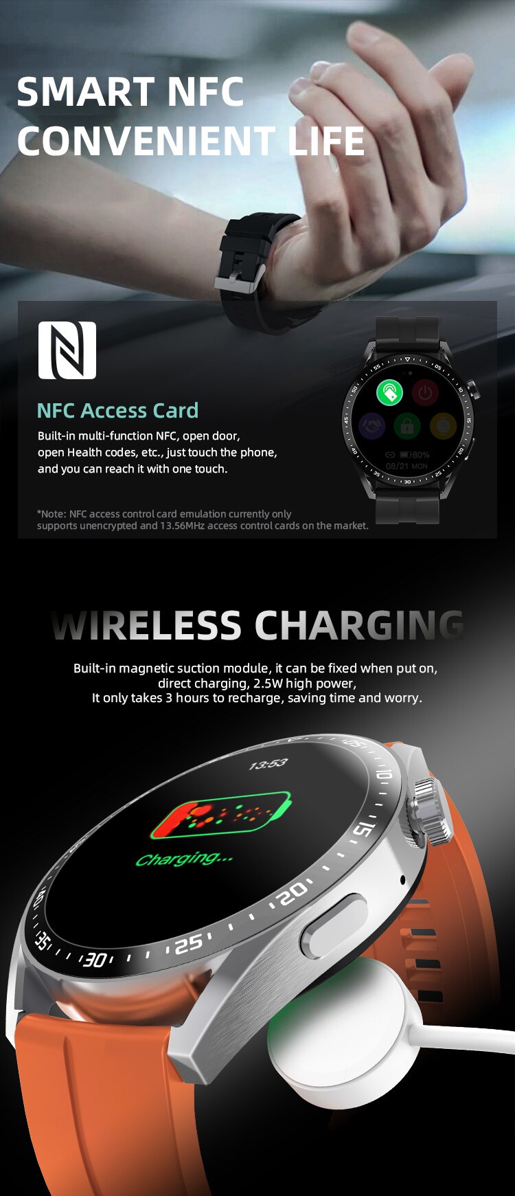 14034-75dagt HW3 Pro-reloj inteligente para hombre, accesorio de pulsera deportivo con cargador inalámbrico, llamadas, Bluetooth, NFC, asistente de voz, PK HW28 HW66, 2022