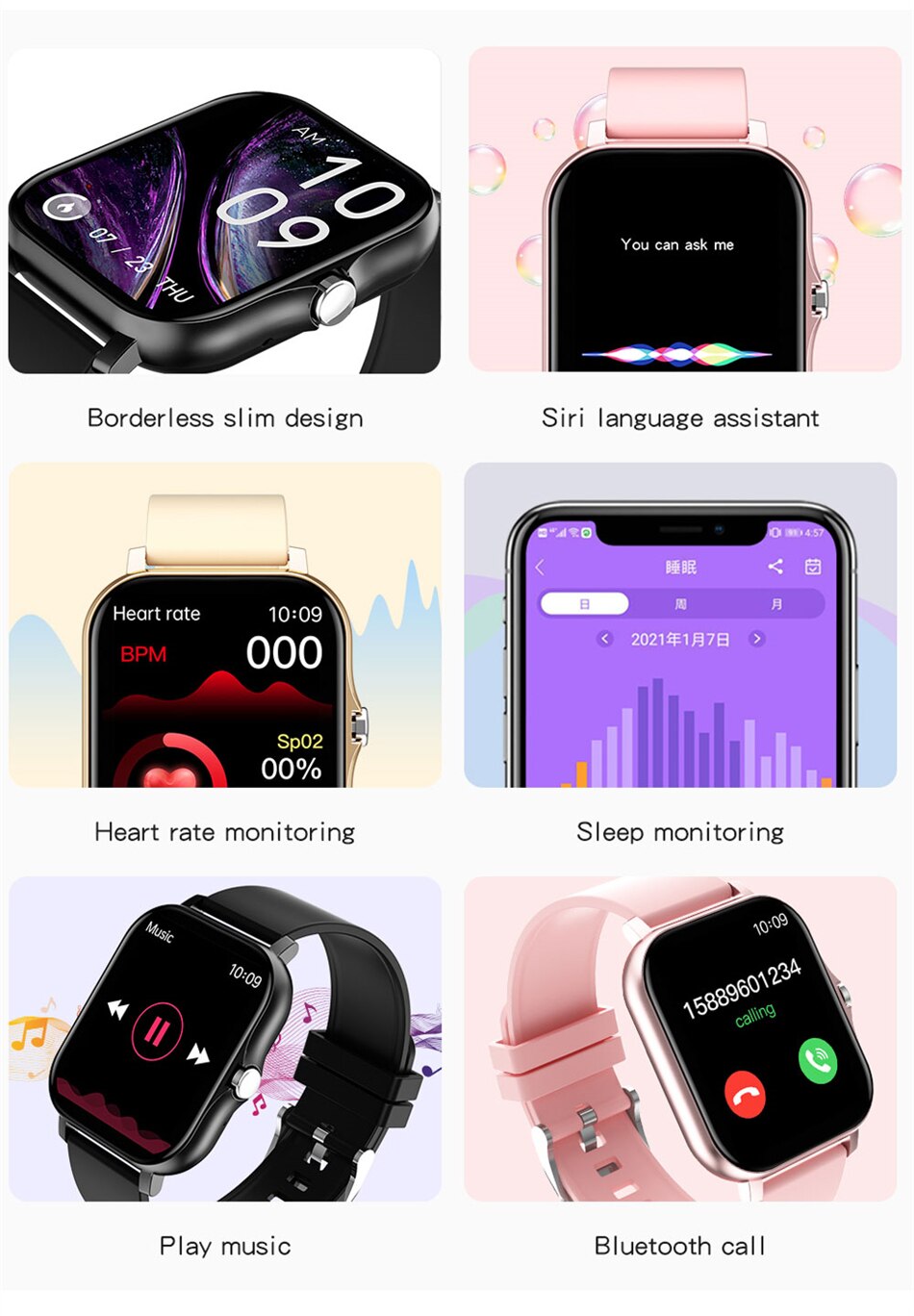 14124-16mecd Reloj inteligente con Bluetooth para hombre y mujer, Smartwatch resistente al agua IP67 con llamadas y Dial completamente táctil, 2023