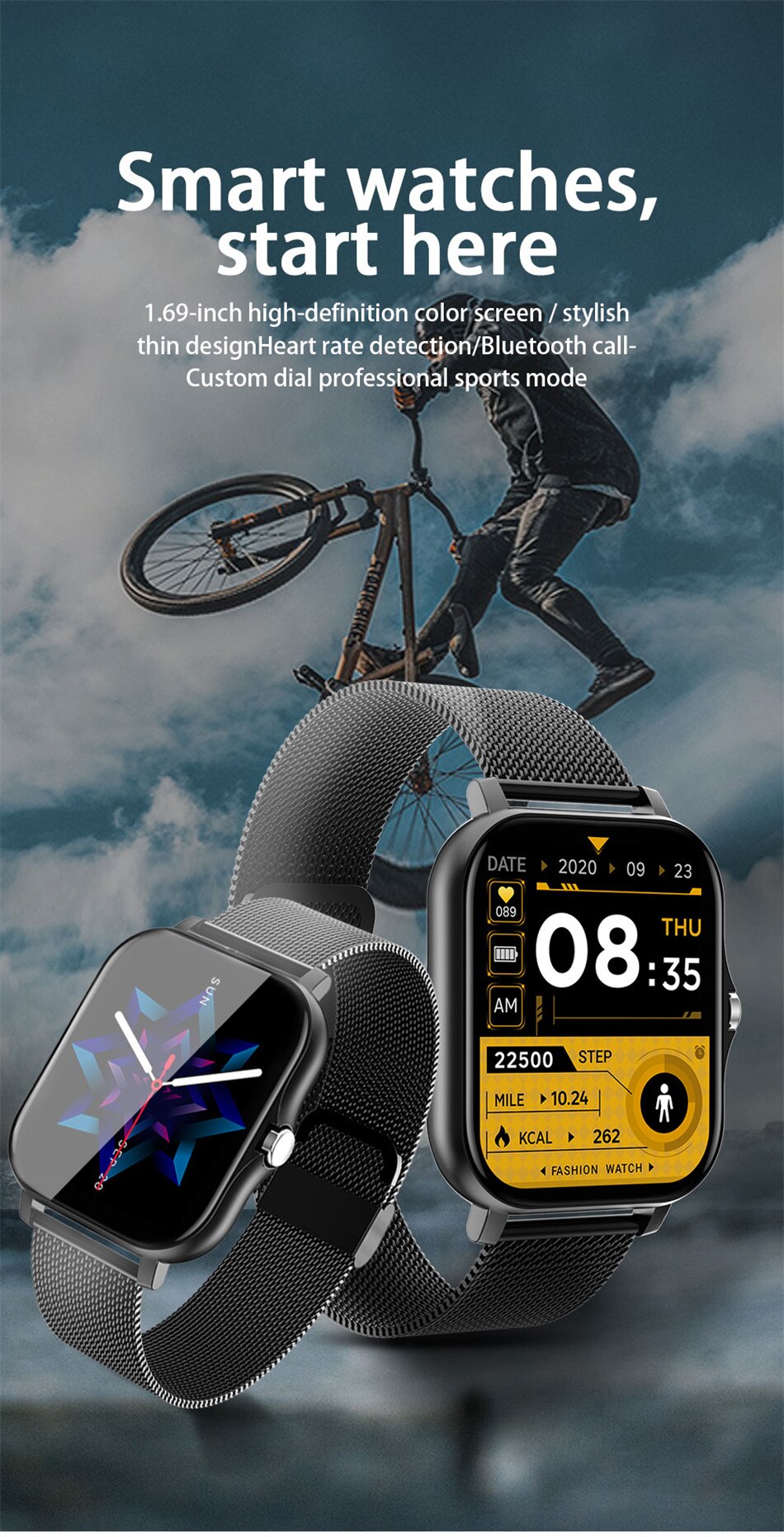 14124-19fdgn Reloj inteligente con Bluetooth para hombre y mujer, Smartwatch resistente al agua IP67 con llamadas y Dial completamente táctil, 2023