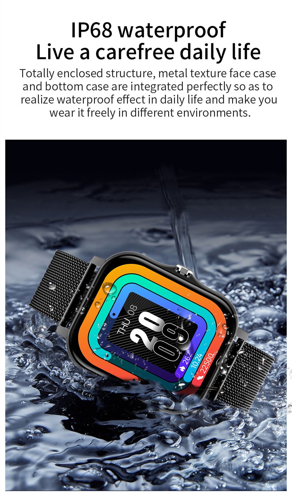 14124-mojttj Reloj inteligente con Bluetooth para hombre y mujer, Smartwatch resistente al agua IP67 con llamadas y Dial completamente táctil, 2023