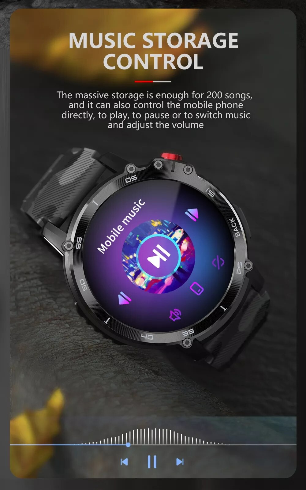 14151-mws3dw Reloj inteligente C22 para hombre, pulsera deportiva con Bluetooth, llamadas, pantalla HD de 1,6 pulgadas, Memoria 4G, 400mAh, control del ritmo cardíaco
