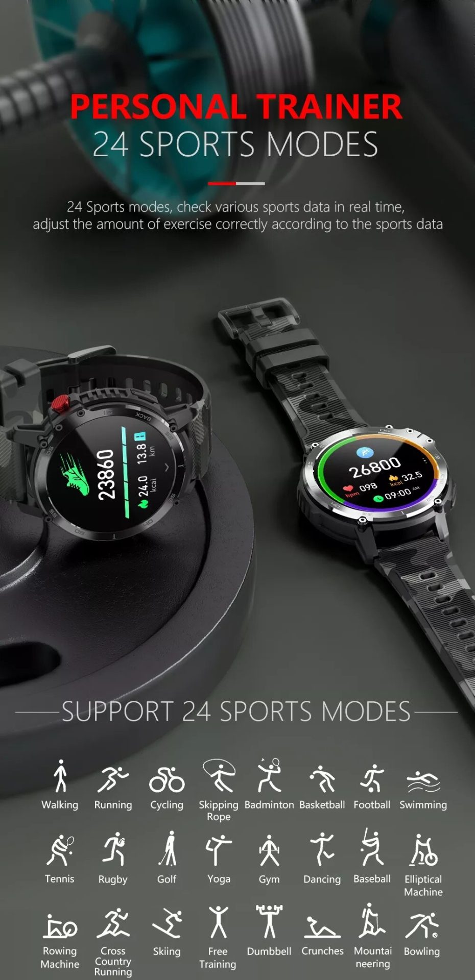 14151-ritwei Reloj inteligente C22 para hombre, pulsera deportiva con Bluetooth, llamadas, pantalla HD de 1,6 pulgadas, Memoria 4G, 400mAh, control del ritmo cardíaco