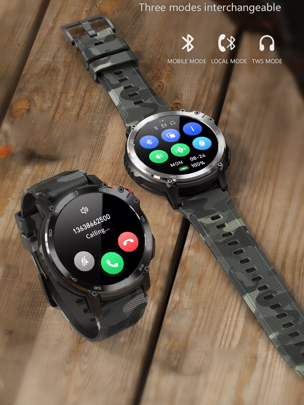 14151-z2elh4 Reloj inteligente C22 para hombre, pulsera deportiva con Bluetooth, llamadas, pantalla HD de 1,6 pulgadas, Memoria 4G, 400mAh, control del ritmo cardíaco