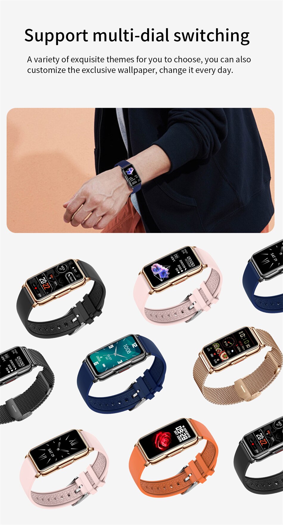 14314-kkdlld Reloj inteligente deportivo para hombre y mujer, pulsera electrónica con rastreador de Fitness para Android e IOS