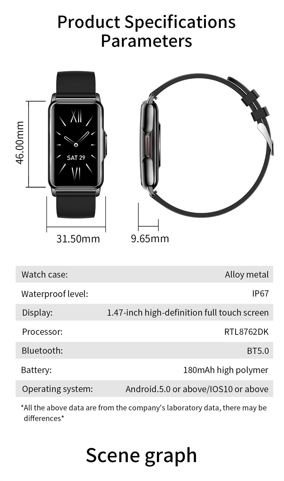 14314-lptkij Reloj inteligente deportivo para hombre y mujer, pulsera electrónica con rastreador de Fitness para Android e IOS