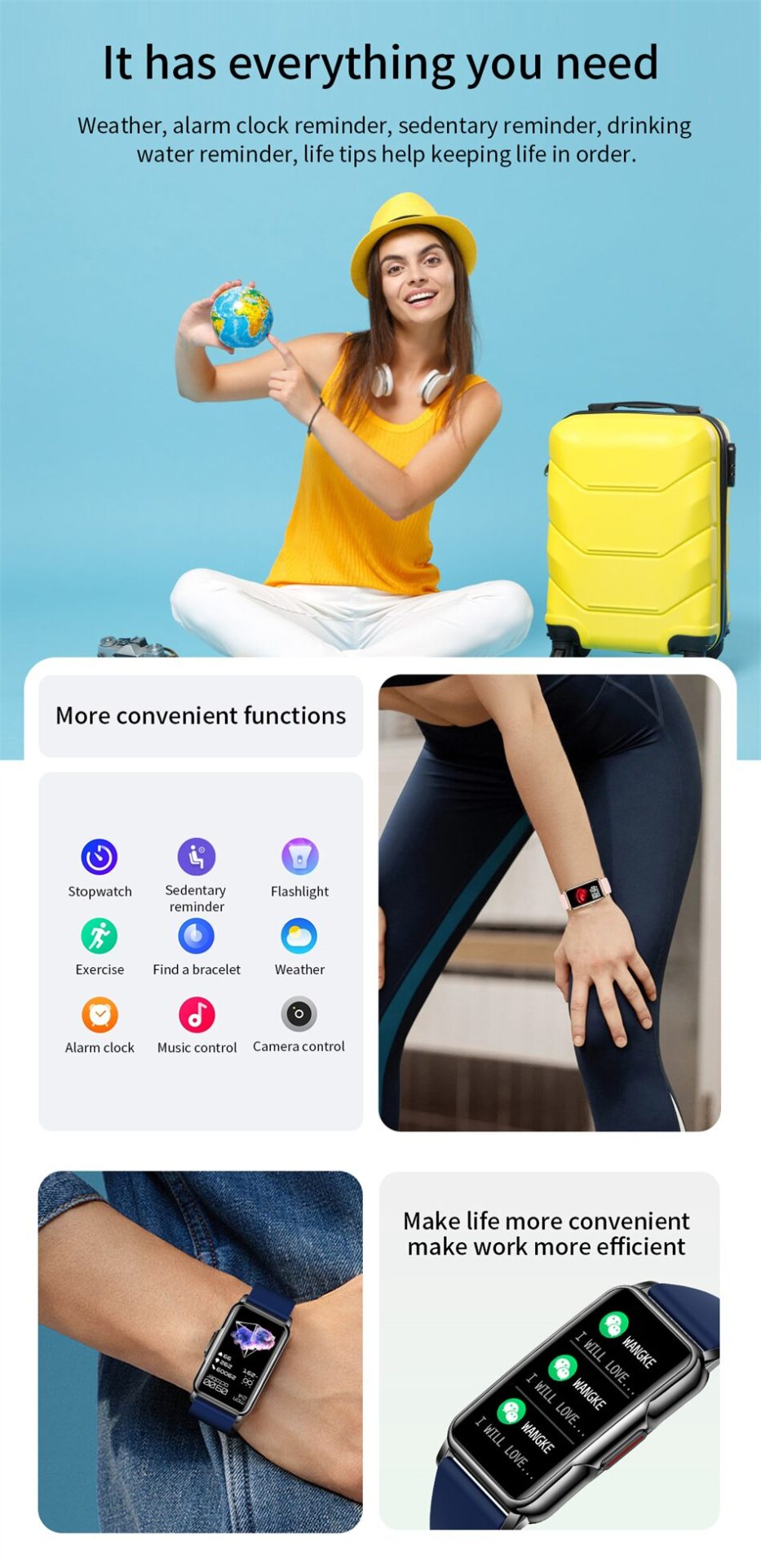 14314-n9tdto Reloj inteligente deportivo para hombre y mujer, pulsera electrónica con rastreador de Fitness para Android e IOS