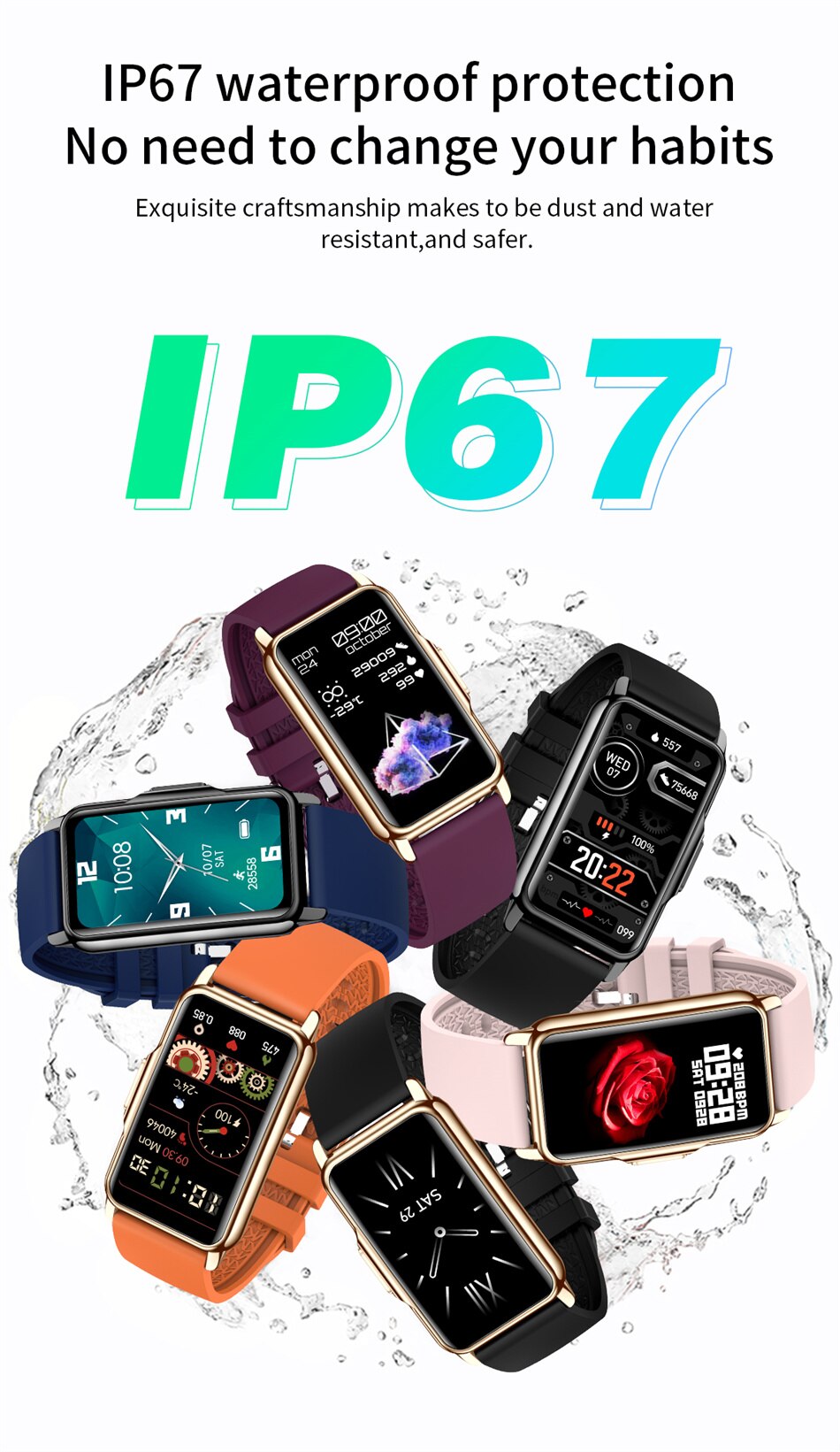 14314-qwkmd9 Reloj inteligente deportivo para hombre y mujer, pulsera electrónica con rastreador de Fitness para Android e IOS