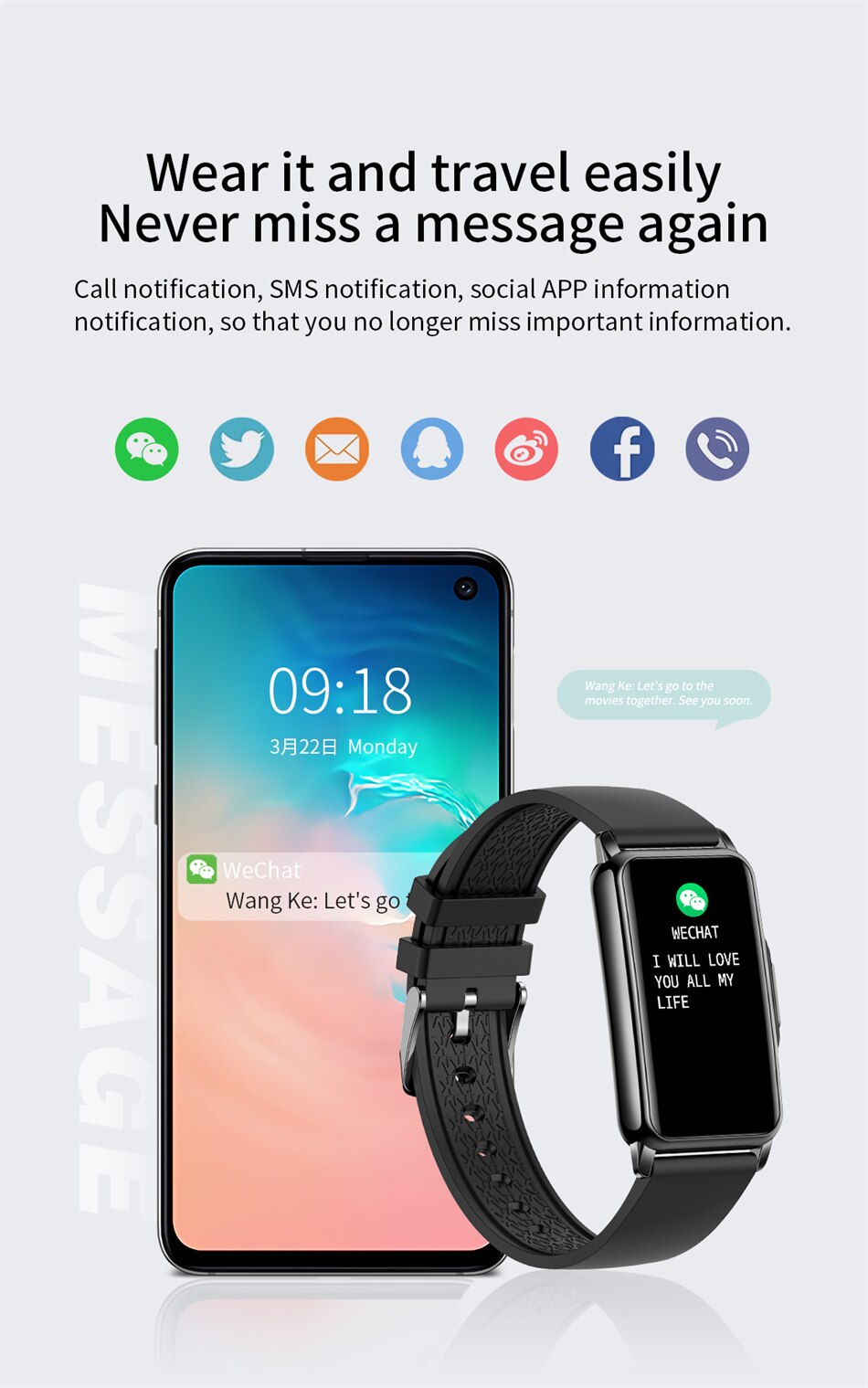 14314-re8ksi Reloj inteligente deportivo para hombre y mujer, pulsera electrónica con rastreador de Fitness para Android e IOS