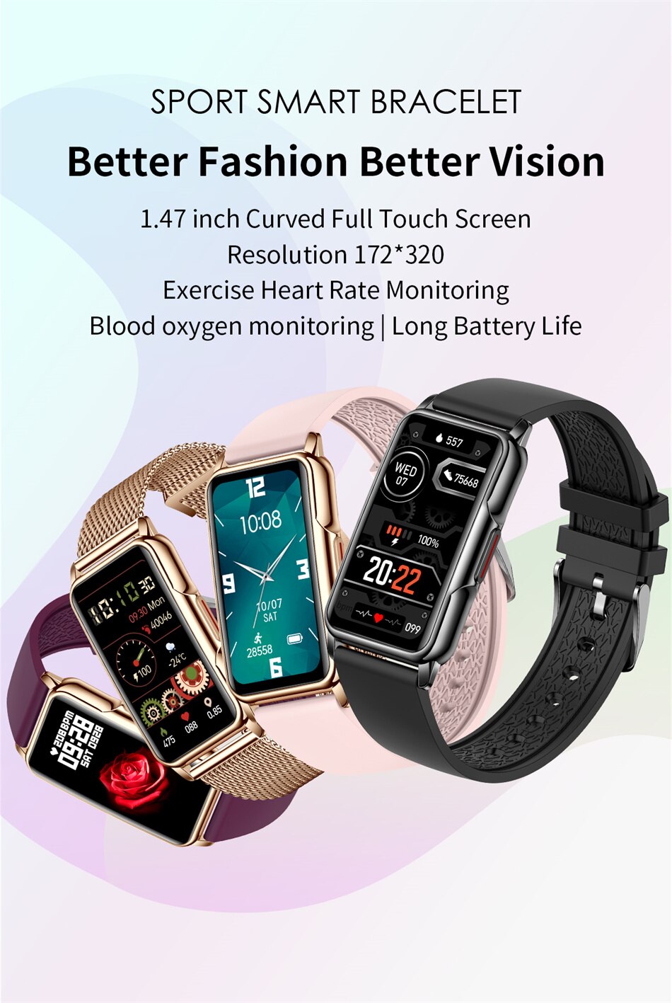 14314-xrvheq Reloj inteligente deportivo para hombre y mujer, pulsera electrónica con rastreador de Fitness para Android e IOS