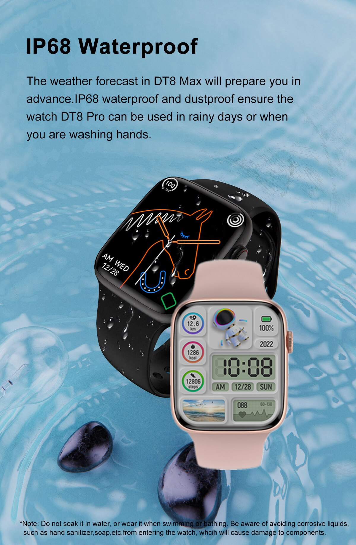 14370-gh45qf Reloj inteligente DT8 Pro IWO para hombre y mujer, Smartwatch resistente al agua con llamadas, Bluetooth, pantalla HD de 2,0 pulgadas, NFC, GPS, pista de 45mm, Serie 8