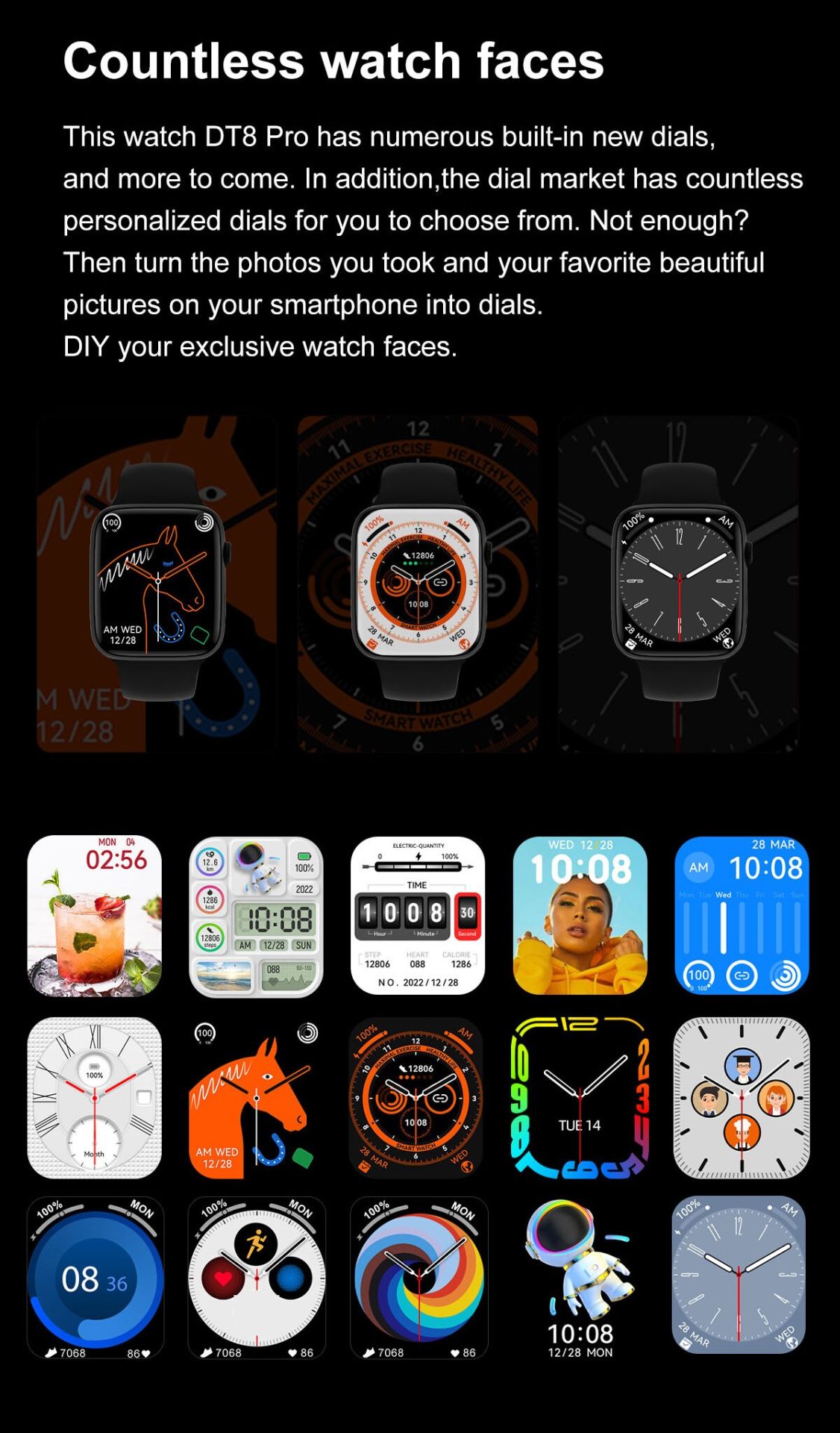14370-xisvuo Reloj inteligente DT8 Pro IWO para hombre y mujer, Smartwatch resistente al agua con llamadas, Bluetooth, pantalla HD de 2,0 pulgadas, NFC, GPS, pista de 45mm, Serie 8