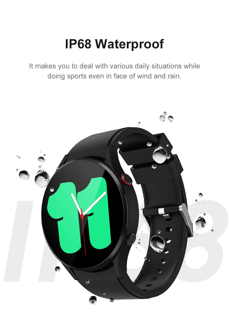 14385-rdfugo Reloj inteligente para hombre y mujer, pulsera completamente con pantalla táctil, resistente al agua IP68, con Dial personalizado y temperatura corporal, para Samsung Galaxy 4