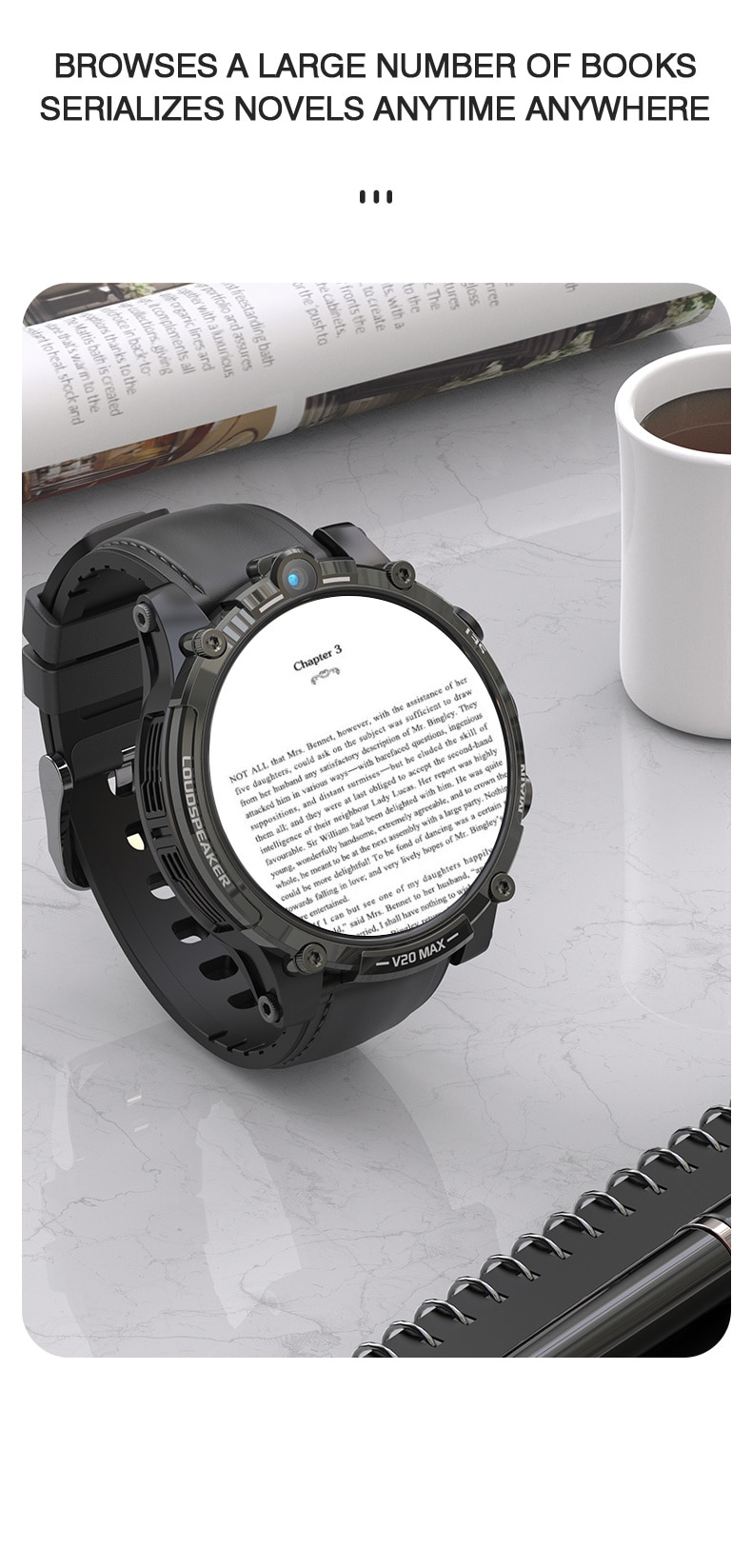 14415-0ileva Reloj inteligente V20MAX para hombre y mujer, dispositivo con pantalla redonda, 4G, Netcom, 128G, Android OS, descarga, aplicación, videojuego, SIM, llamada, cámara de ritmo cardíaco para Xiaomi