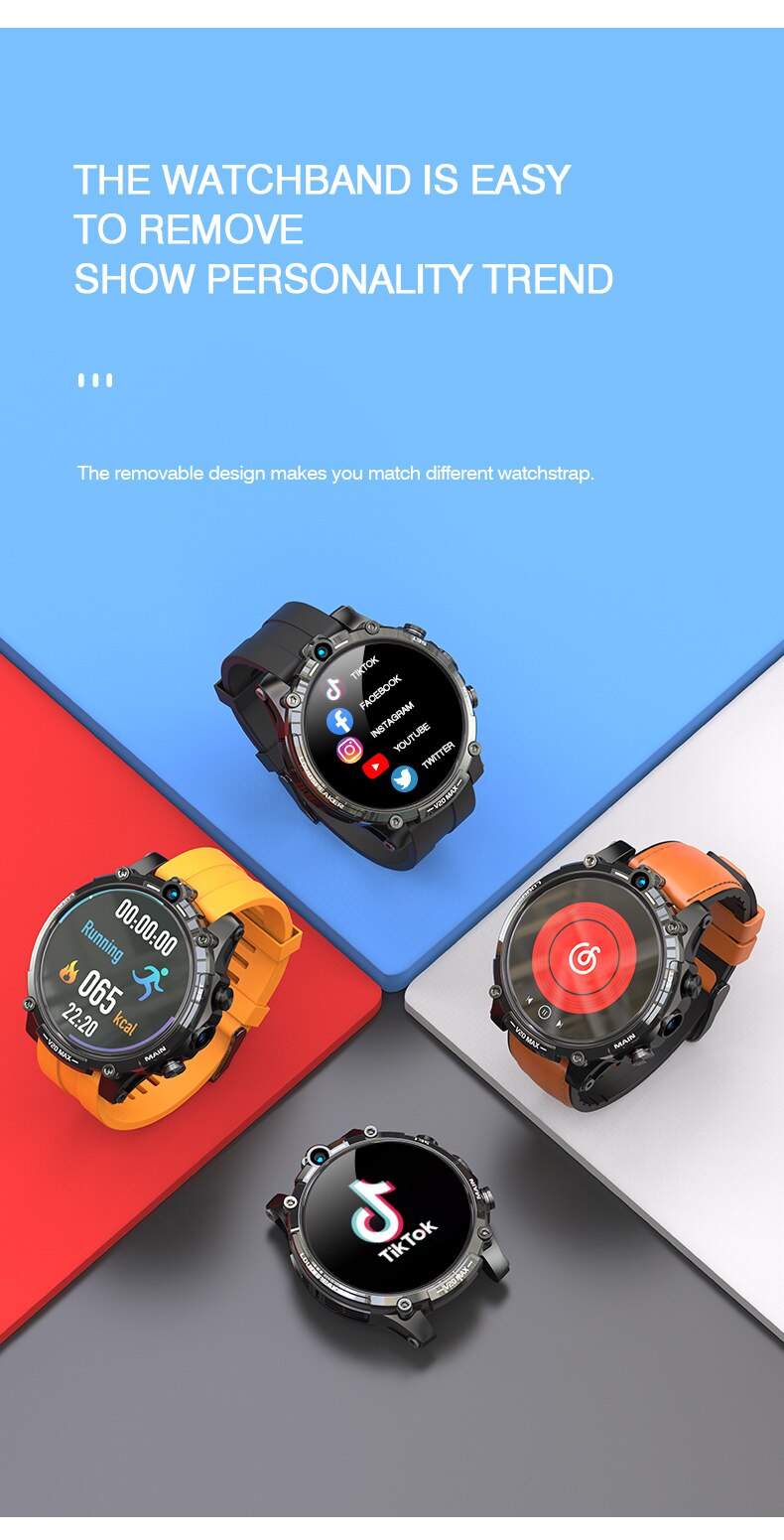 14415-phenmh Reloj inteligente V20MAX para hombre y mujer, dispositivo con pantalla redonda, 4G, Netcom, 128G, Android OS, descarga, aplicación, videojuego, SIM, llamada, cámara de ritmo cardíaco para Xiaomi
