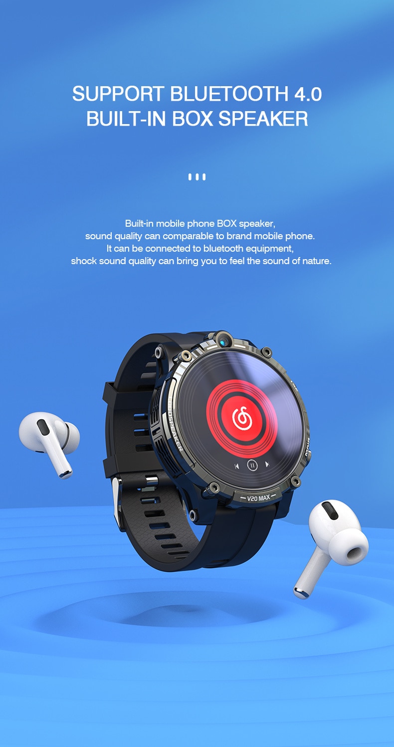14415-whbjqh Reloj inteligente V20MAX para hombre y mujer, dispositivo con pantalla redonda, 4G, Netcom, 128G, Android OS, descarga, aplicación, videojuego, SIM, llamada, cámara de ritmo cardíaco para Xiaomi