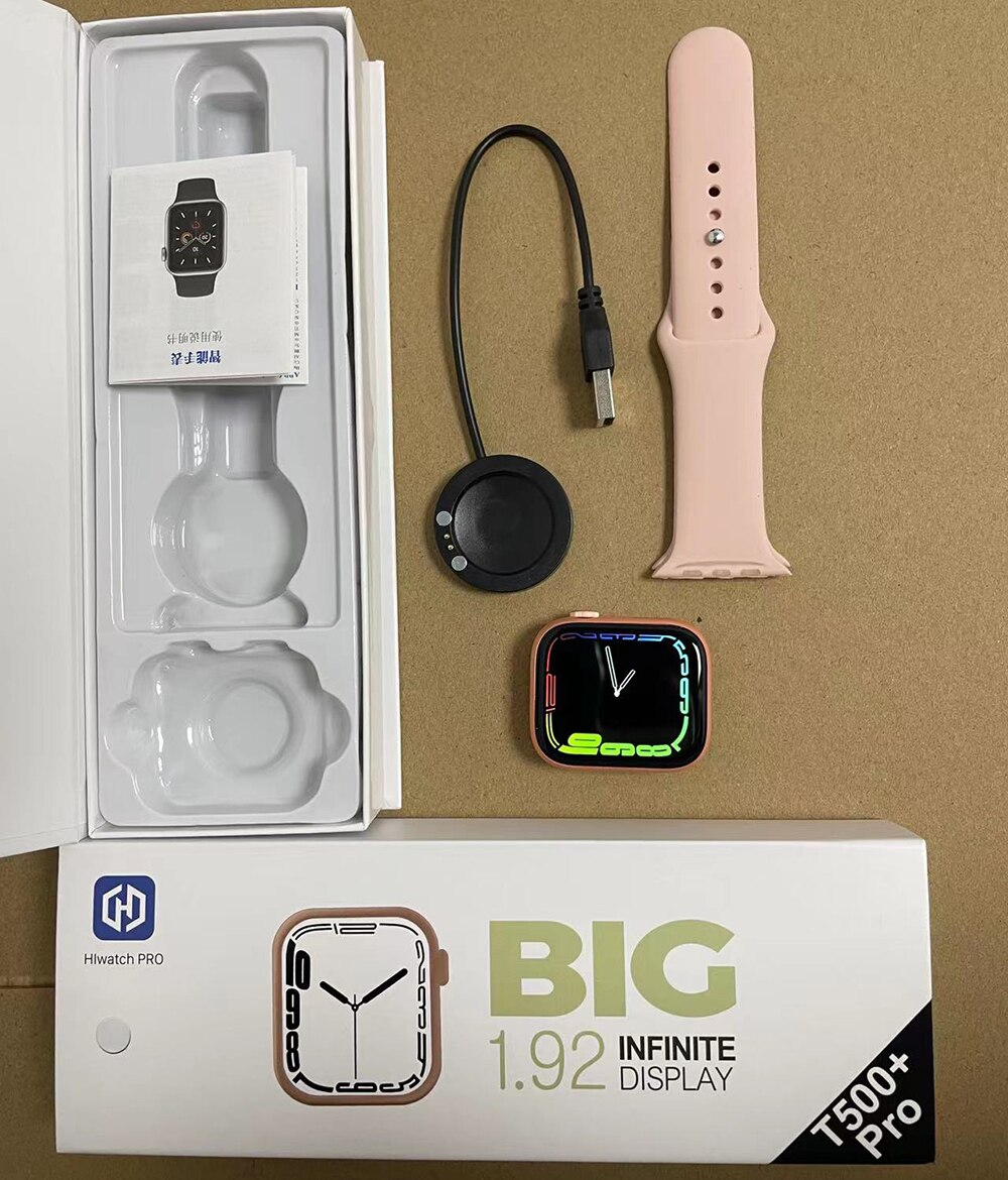 14434-0s89ab Reloj inteligente T500 + Pro Serie 8, pulsera con Bluetooth, pantalla HD, control del ritmo cardíaco, recordatorio de salud, para teléfono Apple