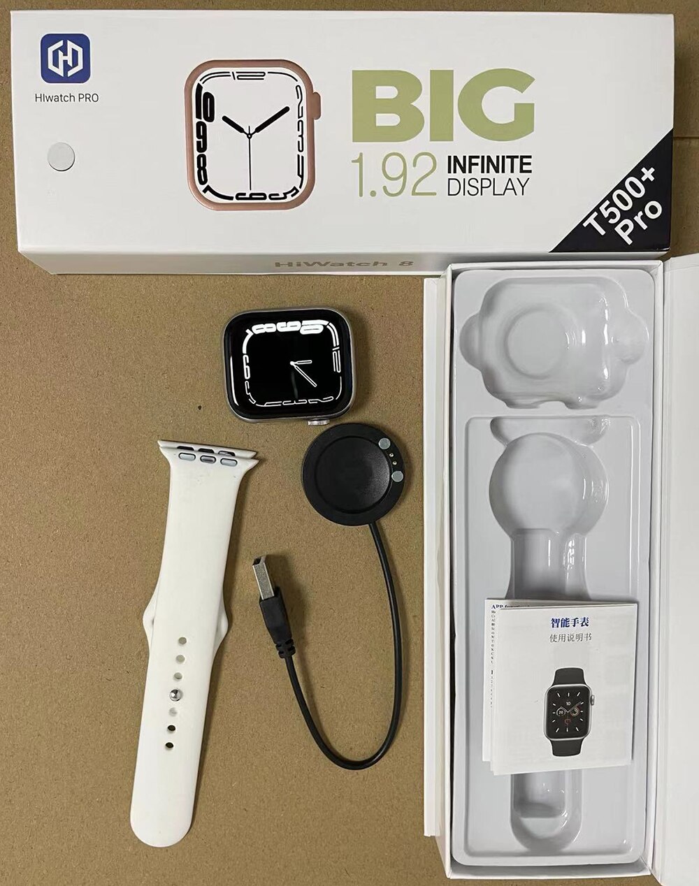 14434-swivaf Reloj inteligente T500 + Pro Serie 8, pulsera con Bluetooth, pantalla HD, control del ritmo cardíaco, recordatorio de salud, para teléfono Apple