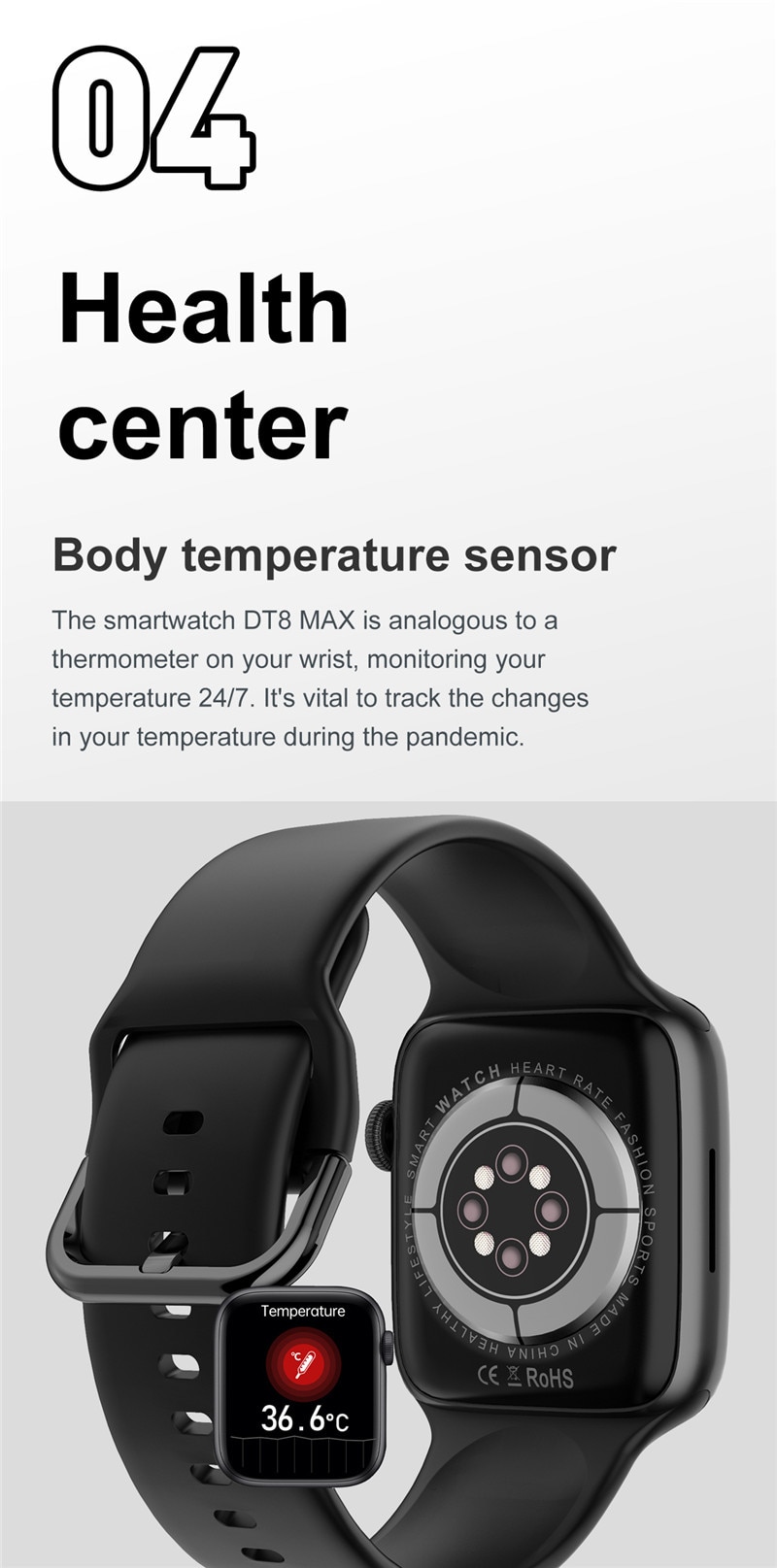 14474-esshmf Reloj inteligente DT8 MAX para hombre y mujer, pulsera con pantalla infinita de 45mm y 2,0 pulgadas, Bluetooth, llamadas, carga inalámbrica, NFC, serie IWO 8