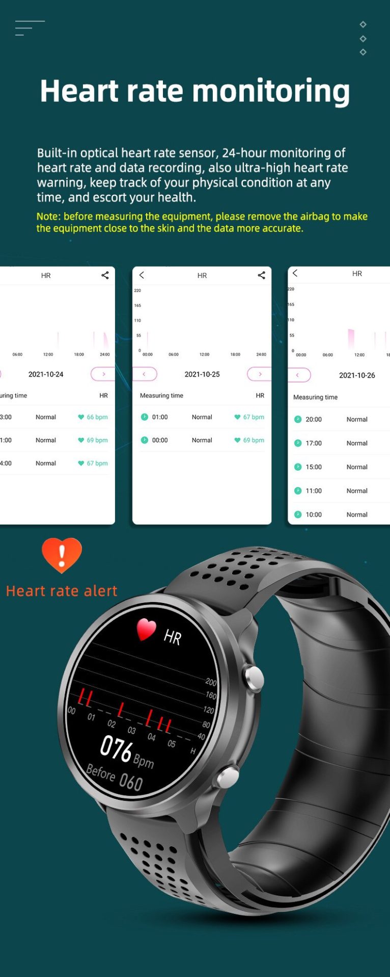 14479-c70hrb Reloj inteligente P30, pulsera de temperatura corporal, bomba de aire Real, presión arterial, SPO2, ritmo cardíaco, deportivo, salud
