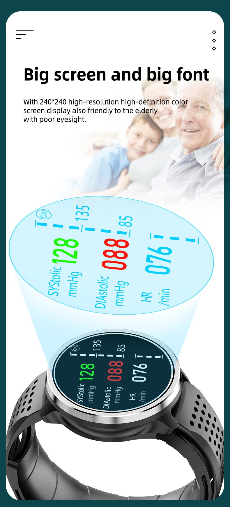 14479-veoush Reloj inteligente P30, pulsera de temperatura corporal, bomba de aire Real, presión arterial, SPO2, ritmo cardíaco, deportivo, salud