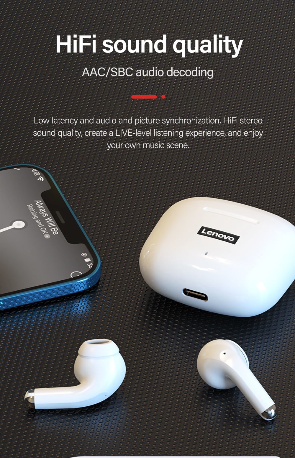 15454-4ebnrh Lenovo-LP40 Pro TWS Auriculares Inalámbricos, Cascos Deportivos con Bluetooth 5.1, Reducción de Ruido, Control Táctil, Batería de 250 mAh, Originales, Novedad de 2022