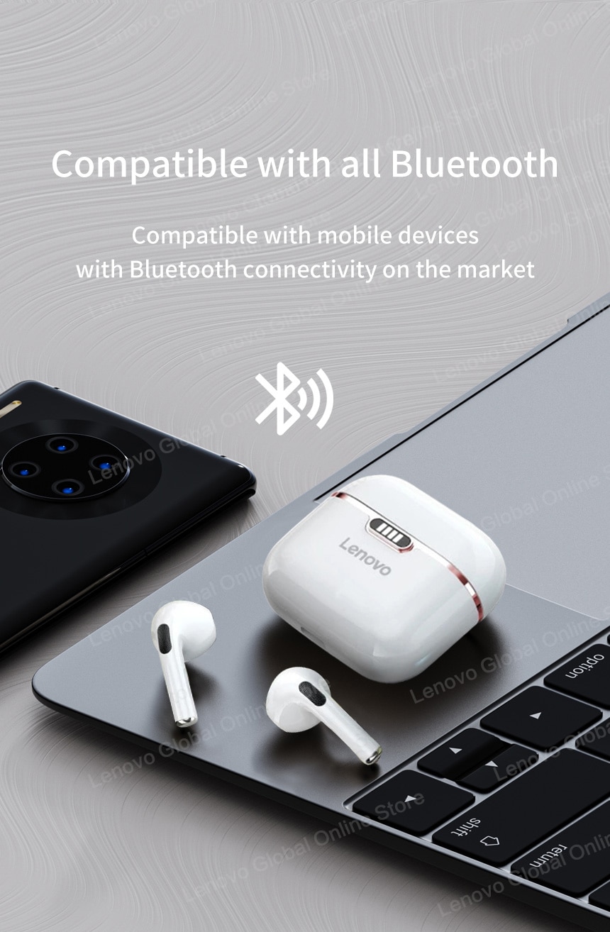 15730-kuymj7 Lenovo-auriculares inalámbricos HT06 TWS con Bluetooth 2022, dispositivo de audio con cancelación de ruido táctil, modo de reposo largo, 5,0 mAH, novedad de 300