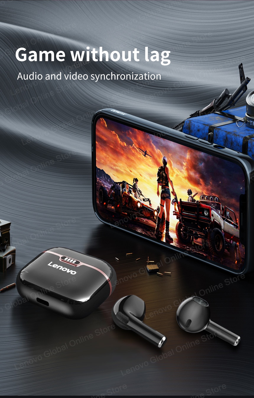 15730-lpqyzz Lenovo-auriculares inalámbricos HT06 TWS con Bluetooth 2022, dispositivo de audio con cancelación de ruido táctil, modo de reposo largo, 5,0 mAH, novedad de 300