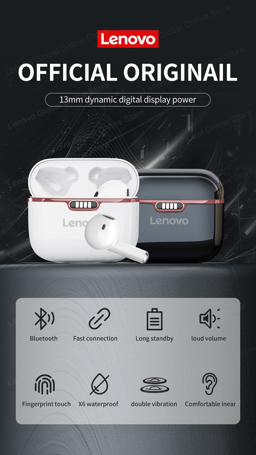 15730-z9joyi Lenovo-auriculares inalámbricos HT06 TWS con Bluetooth 2022, dispositivo de audio con cancelación de ruido táctil, modo de reposo largo, 5,0 mAH, novedad de 300