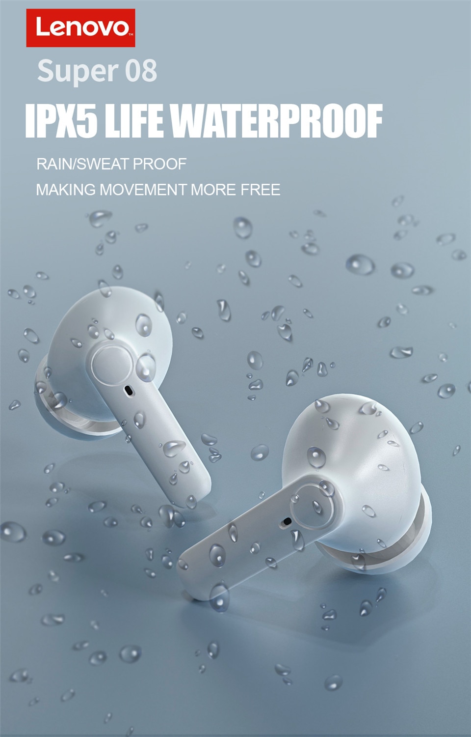 15821-596ezy Lenovo-auriculares inalámbricos HT05 TWS con Bluetooth, cascos deportivos estéreo con micrófono y Control táctil, originales