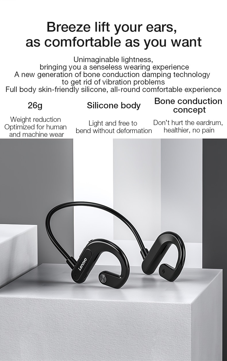15838-4llina Lenovo-auriculares inalámbricos X3 con Bluetooth, cascos deportivos para correr, impermeables, con micrófono, para ciclismo y conducción