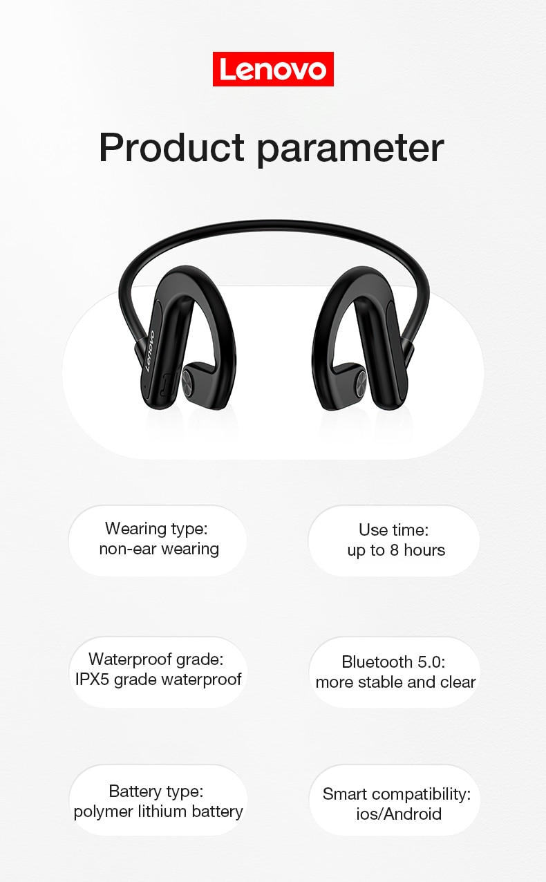 15838-pbfsyk Lenovo-auriculares inalámbricos X3 con Bluetooth, cascos deportivos para correr, impermeables, con micrófono, para ciclismo y conducción