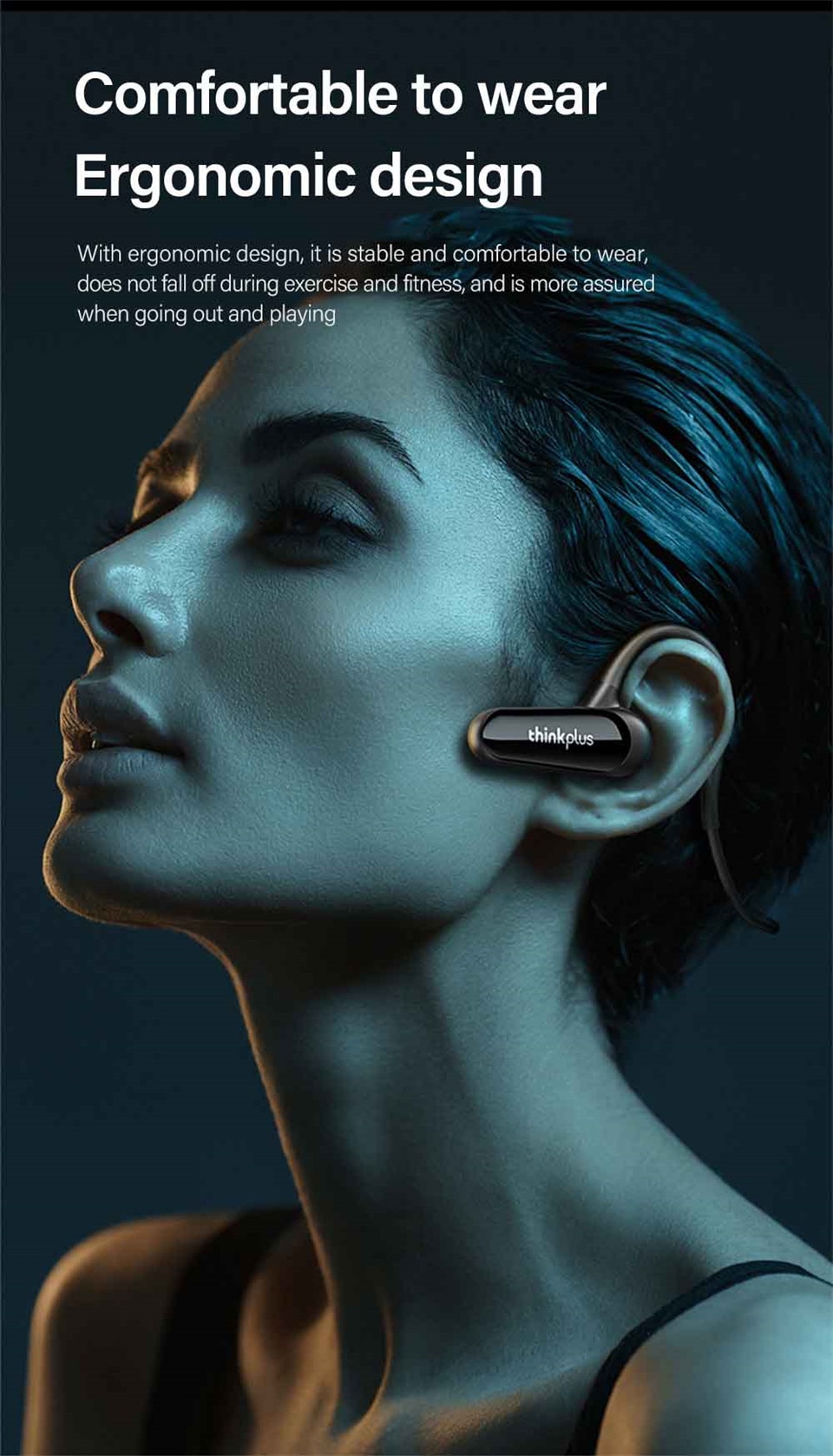 15880-lwritk Lenovo-auriculares inalámbricos XE06 con Bluetooth, cascos impermeables IPX7 con banda para el cuello y Micrófono Dual para deportes, correr, Fitness y Yoga