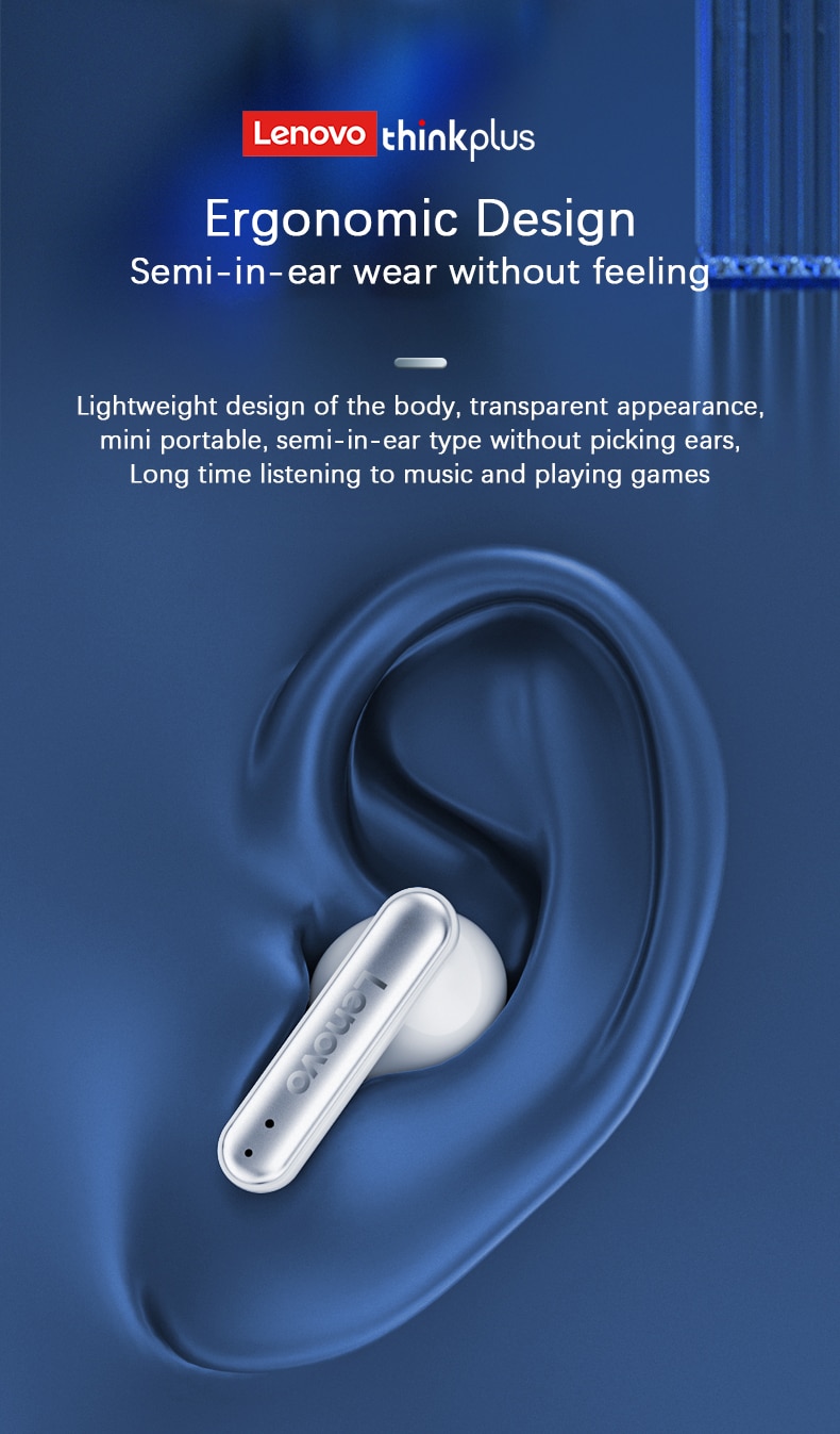 15967-6qfvle Lenovo-auriculares inalámbricos LP10 con Bluetooth 5,2, dispositivo de audio TWS, HiFi, con micrófono, estéreo, 300mAh, Original, nuevo