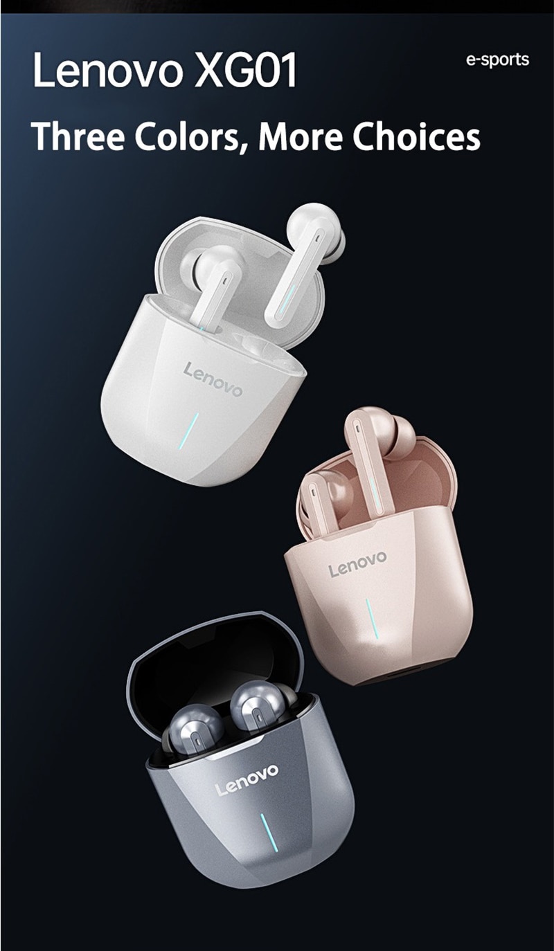 16024-dzviwq Lenovo-auriculares inalámbricos XG01 para videojuegos, cascos con Bluetooth, baja latencia, TWS, con micrófono, HiFi, impermeables ipx5, 50ms