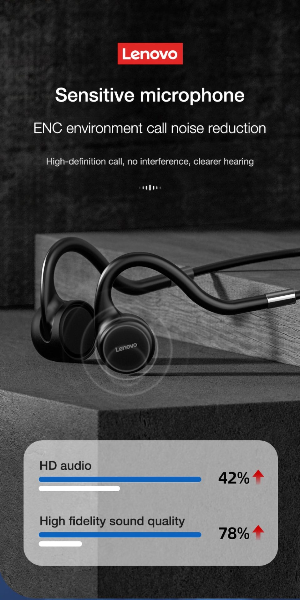 16144-eucwzt Lenovo-auriculares inalámbricos X5 de conducción ósea, cascos deportivos para correr, IPX8 impermeables, Bluetooth, almacenamiento de 8GB con micrófono