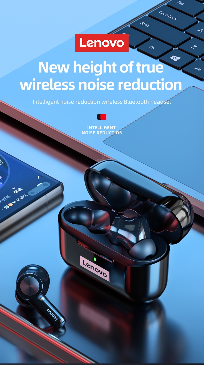 16150-2inabc Lenovo-auriculares inalámbricos LP70 ANC TWS, cascos con Bluetooth 5,2, cancelación de ruido, sonido HIFI, con micrófono, manos libres