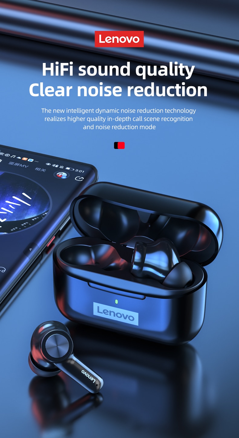 16150-aynmof Lenovo-auriculares inalámbricos LP70 ANC TWS, cascos con Bluetooth 5,2, cancelación de ruido, sonido HIFI, con micrófono, manos libres