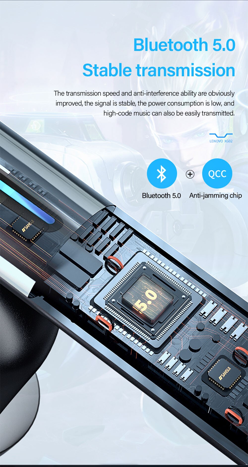 16162-qohc5l Lenovo-auriculares inalámbricos XG02 TWS con Bluetooth para videojuegos, cascos con Control táctil de baja latencia, cancelación de ruido, con micrófono