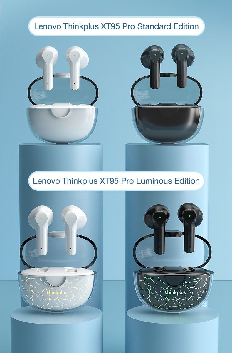 16348-ptcxiz Lenovo-auriculares inalámbricos XT95 Pro, cascos con Bluetooth 9D, sonido HIFI, deportivos, impermeables, TWS, con micrófono, para iPhone y Xiaomi