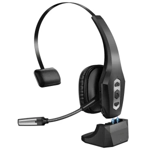 Trucker Bluetooth Headset with Charging Base, Wireless Hands-Free Headset with Noise Canceling Mic & Mute Button, 56Hrs Working