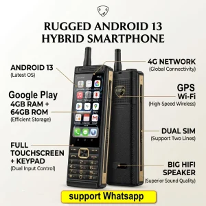 Touch Screen 4G LTE Mobile Phone Android 13 4GB RAM 64GB ROM Fast Charging Dual SIM WiFi 5G/BT5.0/GPS